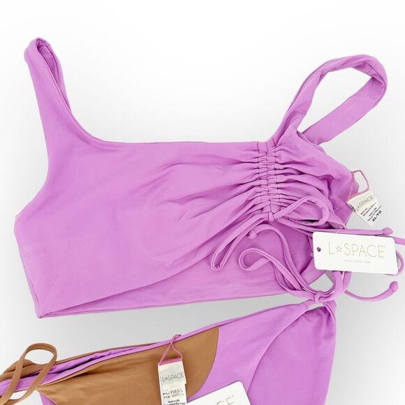 L*Space Bikini Set XL Wilder Top and Dani Full Cut Bottom in Rosebud and Putty - Picture 4 of 11